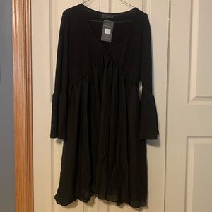 Black v-neck bell sleeve dress
